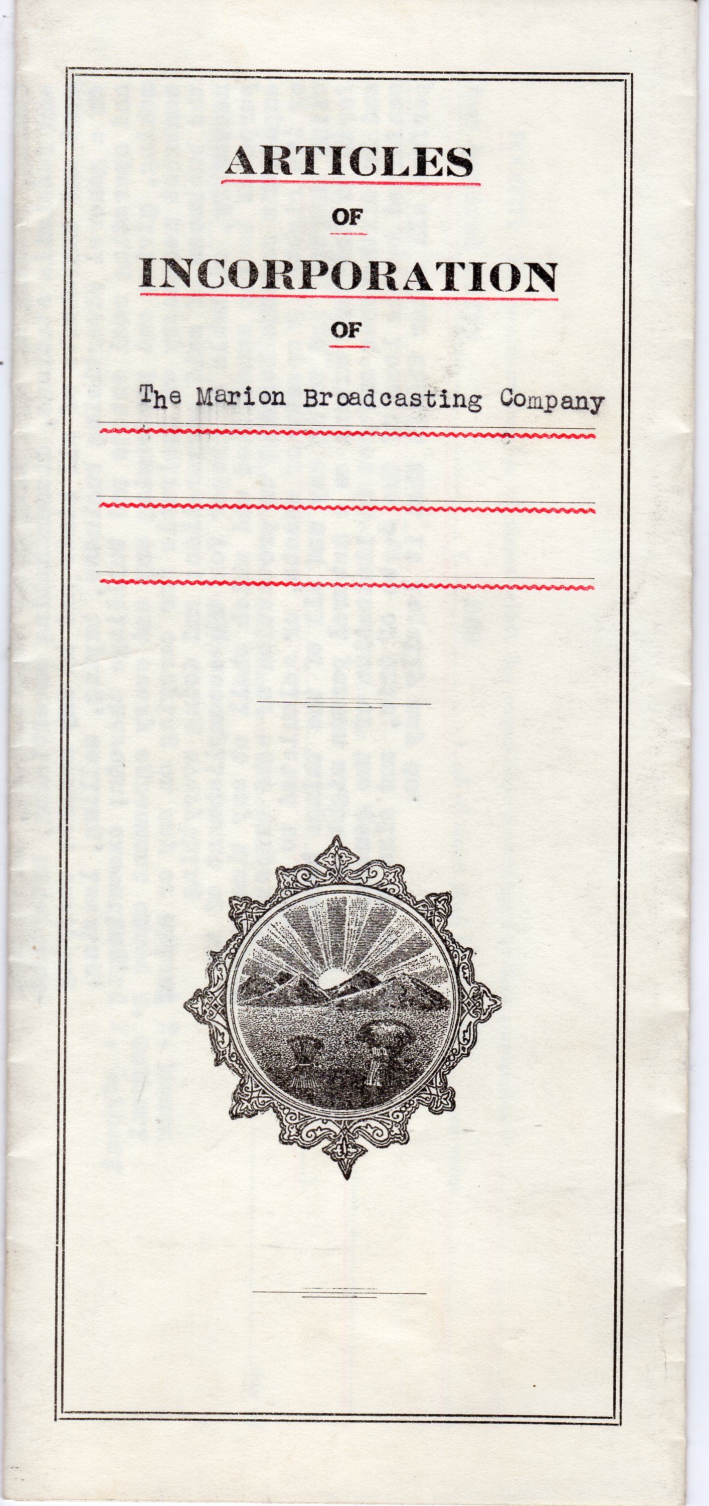 Articles of Incorporation page one