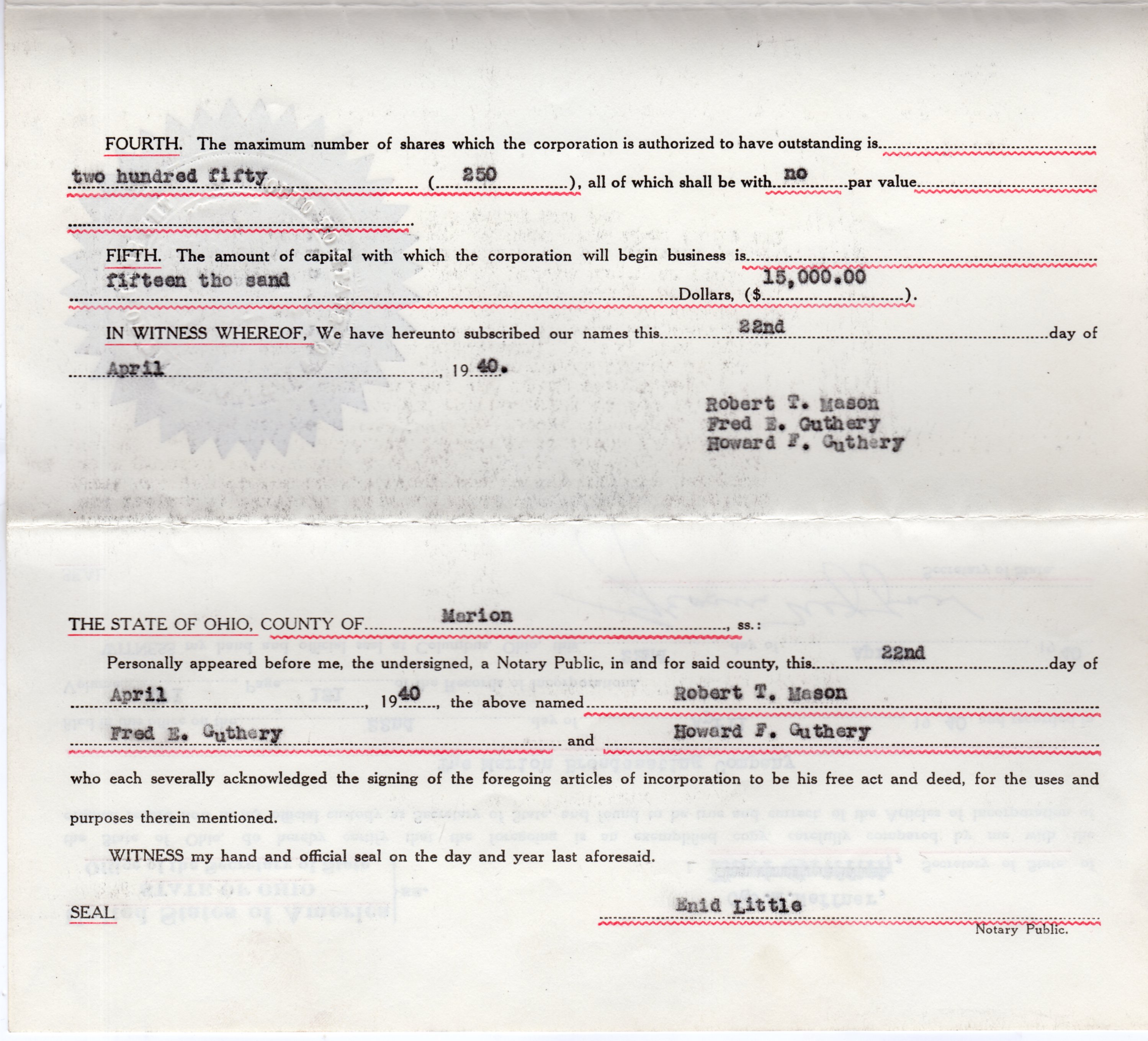 Articles of Incorporation page three