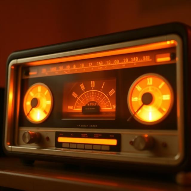 Retro 1950s tube radio receiver