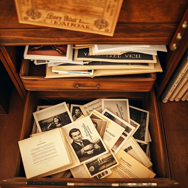 Old filing cabinet with vintage photographs
